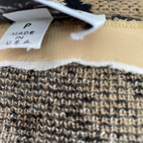 ST JOHN Cardigan Open Sweater Animal Print Brown Beige Leo Vintage S P - Picture 6 of 7